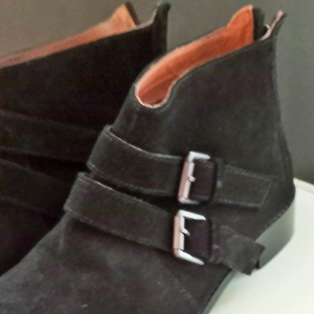 Black Suede and Leather Inside Ankle Boots NEW Size 8